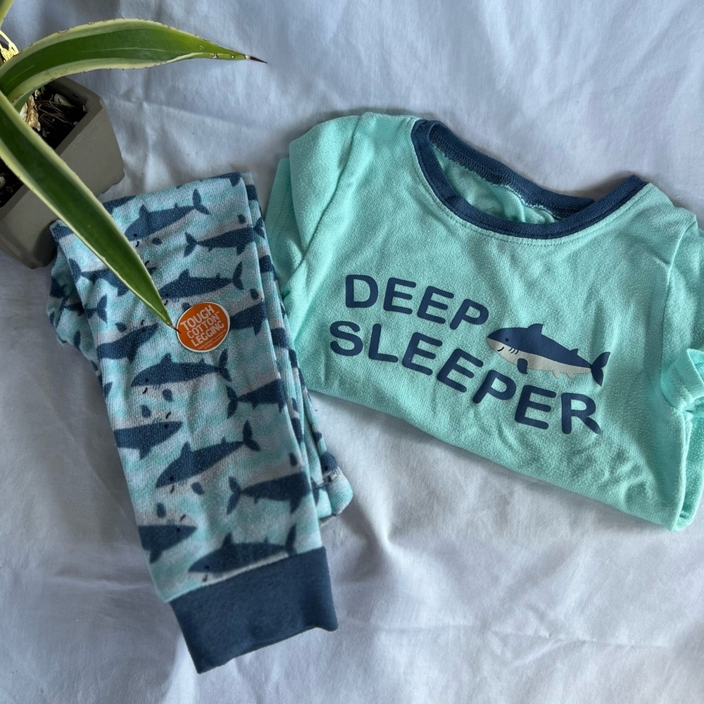 Carter's Deep Sleeper Shark Pajama Set - Aqua and Navy | 4T